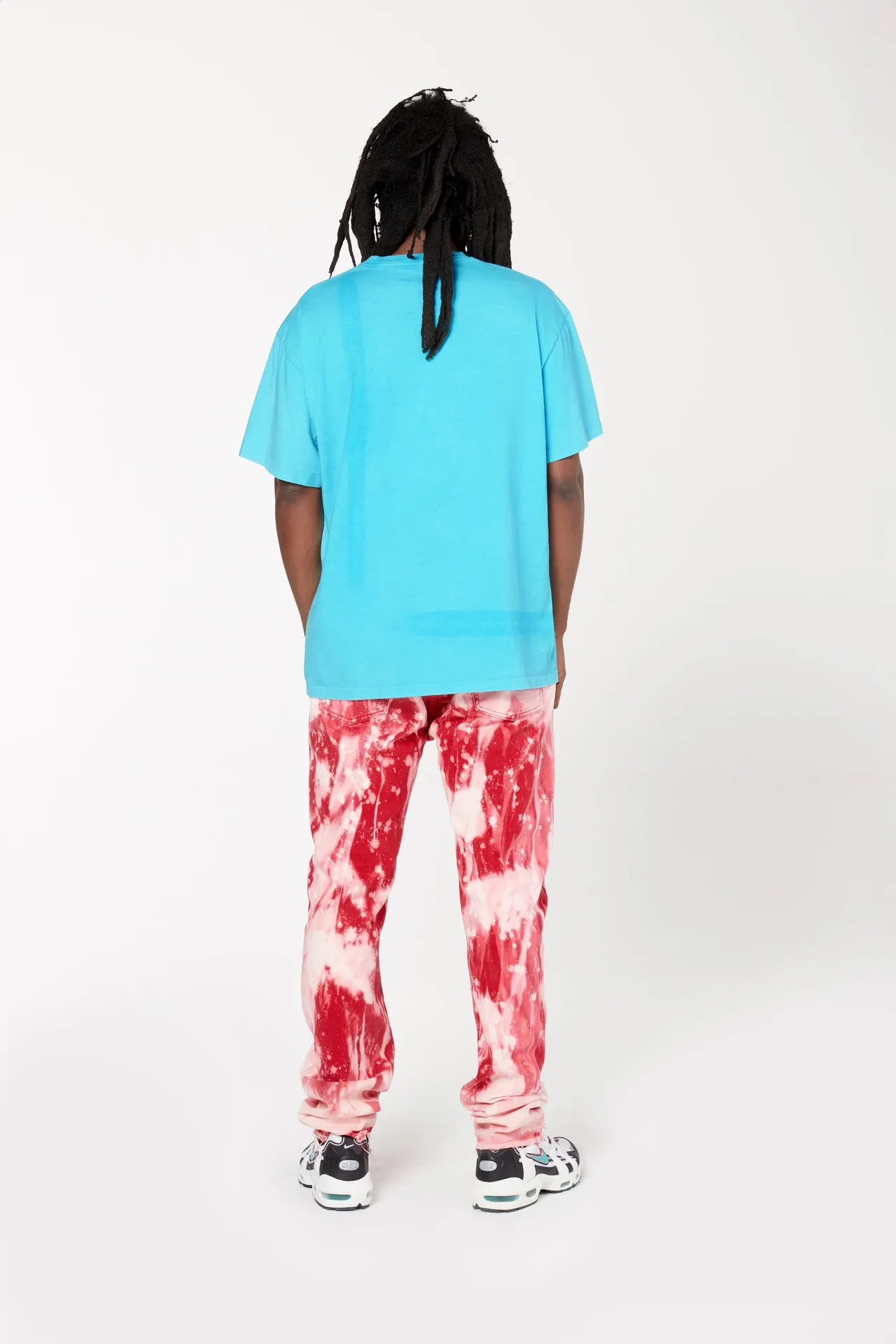 GALLERY DEPT. VINTAGE LOGO PAINTED TEE/Turquoise washed and distressed VINTAGE LOGO retro English pocket short sleeves lake blue S-XL ready-to-wear dyeing, hand-sewn and smeared with horseradish and fried with salt, very heavy industry, manufacturing dark and light fading technology, hand-splashed ink graffiti, genuine acrylic material